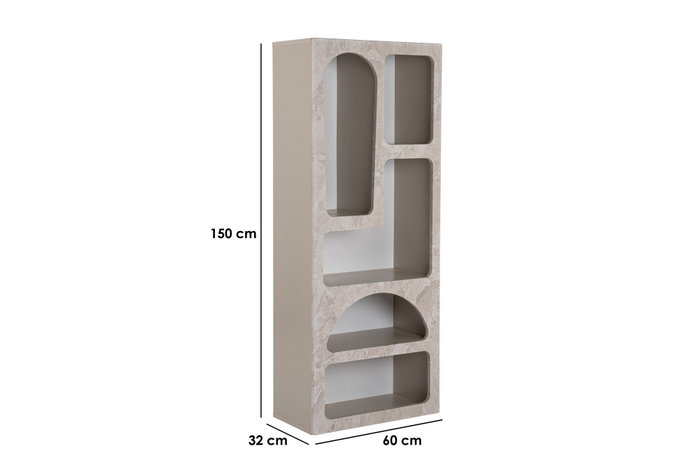 Hanah Home Estantería Estilo Mármol Travertino y Arenisca - 60x150x32 cm, Moderna, Melamina y MDF